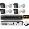 Hikvision KIT videosorveglianza ip POE Nvr 4 canali 4K 4 telecamere 4 MP microfono hdd 1tb