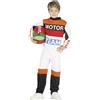 FIESTAS GUIRCA | Costume da Pilota di Moto per Bambini (10-12 Anni) - Tuta da Corsa - Costumi Sportivi e Automobilistici per Halloween e Feste in Maschera - Ideale per Bambini - Bianco e Multicolore