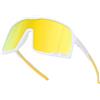 UVTQSSP Occhiali da ciclismo uomo donna occhiali sportivi polarizzati protezione UV400 occhiali da corsa occhiali da sole montatura piena occhiali veloci con prese d'aria montatura bianca/lente gialla