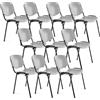 OFITURIA Silla de Oficina Sin Ruedas, Silla Confidente de Plástico con Estructura Metálica, Silla para Sala de Espera, Recepción, Reuniones, Conferencias, etc (10 Sillas, Gris)