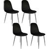 HOME DECO FACTORY HD67041 Set di 4 sedie in Velluto Cotele Giulia Nero Sedia da Tavolo Seduta Salotto Sala da Pranzo Ingresso Camera mobili, Metallo, 54 x 85 x 44 cm