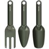 Fiskars Urban Plant Care Set di Attrezzi per la Cura delle Piante, 3 Pezzi, Kit Base per la Cura delle Piante, Design Salvaspazio, Acciaio Inossidabile con Rivestimento a Polvere, verde oliva, 1080777