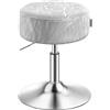 VASAGLE Sgabello da Trucco, Sedia per Toeletta, Regolabile in Altezza, Girevole a 360°, in PU, Seduta Spessa, per Camera da Letto Cucina Sala da Pranzo, Moderno, Grigio Tortora LJB120GD01