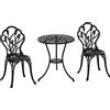 Outsunny Set da Giardino 3 Pezzi in Alluminio con 2 Sedie 42.5x47.5x89 cm e Tavolino Rotondo Ø60x67 cm, Nero|Aosom