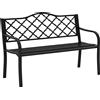 Outsunny Panchina da Esterno 2 Posti in Acciaio e Ghisa con Braccioli e Schienale Decorato, 128x58.5x89cm, Nero|Aosom