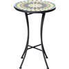 Outsunny Tavolino da Giardino in Metallo con Piano d'Appoggio a Mosaico in Ceramica, Ф35.5x53.5cm, Multicolore|Aosom