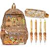OPVXZAD Zaino Capybara - Set Scuola 19L con Capybara Astuccio, Penne & Portachiavi - Design Carino con Animale - Grande Capacità - Regalo per Bambini, Ragazzi, Ragazze