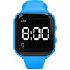 e-vibra Sveglia con vibrazione, impermeabile, silenzioso, con timer e 15 sveglie giornaliere (quadrato blu, impermeabile)