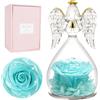 Miofula Festa della Mamma Idee Regalo,Rosa Stabilizzata Angelo Regalo Donna,Rosa Eterna Angeli Figurine,Rose Stabilizzate Regalo Compleanno Anniversario,Festa della Mamma Regali Mamma Nonna Fidanzata