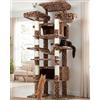 Globlazer F83B Tiragraffi per Grandi Gatti Leopardo XXL 213cm Torre Gatto | Stabile Albero Gatti Oltre 2 Metri con 2 Grandi Grotte Ampia Zona Relax, Trespoli, Amaca, per 3-5 Grandi Gatto Adulti Interno