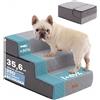 Gardner Pet Scala per Cani Piccola, 3 Gradini, Grigio | Spugna ad Alta Densità, Rivestimento Impermeabile, Antiscivolo, Fodera Removibile e Lavabile, Per Letto, Divano, Auto
