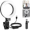 NEEWER BASICS 5 Ring Light con Clip e Treppiede, 10W 3000k-6000K Luce a Clip Dimmerabile per Laptop Computer Monitor Videoconferenza Selfie Vlog Trucco Streaming Live Registrazione Video, BR60