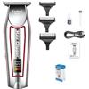 Kemei Trimmer capelli barba corpo professionale, schermo LCD, ricaricabile USB, kit di acconciatura con 3 guide di taglio, argento e rosso