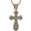 HZMAN - Collana con crocifisso ortodosso orientale per uomo e donna, stile retrò, croce religiosa di Gesù, croce bizantina, pendente cristiano, gioielli regalo, 3.5 cm x 5.0 cm, Acciaio inossidabile