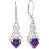 FJ Orecchini Pendenti Infinito Twist Argento 925 Orecchini Nodo Celtico Irlandesi con Pietre Portafortuna Febbraio Ametista Orecchini per Donna