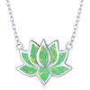 OHAYOO Opal Lotus - Collana da donna in argento sterling 925, verde opale, con ciondolo a forma di fiore di loto, ideale come regalo per donna