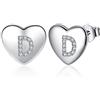 Jrêveinfini Cuore Orecchini Donna Argento 925, Lettera iniziale D Orecchini Bambina Ragazza Anallergici, Orecchini Piccoli Nichel Free Bimba Sposa Brillanti, Regalo Donna Compleanno Bambina