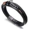 HALUKAKAH Ragazzo ●Vela Junior● Più Ragazzi Vera Pelle Treccia Fatta a Mano Ancora Braccialetto 13-16 Anni/a. Titanio Opaco Nero Chiusura Magnetica Taglia Regolabile 18-19.5cm con Confezione Regalo