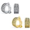 Bling Jewelry Set di due orecchini a clip a mezza cerchio largo con intreccio a catena ritorta su orecchie non forate stile bottone in ottone placcato oro 14K ossidato.