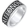 Kuzzoi Anello da uomo in argento 925 lucidato con scritta AUTONOMIA ET LIBERTAS, larghezza 8 mm, misura anello 60-64