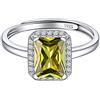 ChicSilver Anello Donna Regolabile Argento con Pietra Peridoto, Anello Aperti Donna Pietra Agosto Confezione Regalo
