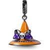 GNOCE Ciondolo a Pendente con Cappello Magico con Fiocco e Teschio per Halloween, Ciondolo in Argento Sterling 925 per Donne, Regalo di Perle Festive per Lei