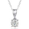 FANCIME Collana Ciondolo in Oro Bianco 14 carati (585) Solido con Gemma Moissanite 0,5 Carato Minimalista Regalo Gioielli per Donna Ragazza - Catena Lunghezza: 40 + 5 cm
