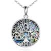 YFN Collana Albero della Vita Ciondolo Argento Sterling con Conchiglia Abalone Gioielli con Nodo Celtico Triangolare Regali di Compleanno per Donne Mamma