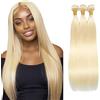 Salharer Extension Capelli Veri Tessitura Straight Human Hair Bundles Unprocessed Real Hair 3 Extensions 50g/Per Double Weft Remy #613 Blonde Color for woman 30 32 34 Inch