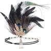 IYOU Pavone Piuma Gatsby Copricapo Verde Strass Flapper Fascia per capelli Partito Prom 1920s Accessori per Capelli per Donne