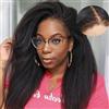 Romface Parrucca Donna Capelli Veri 180% Density Capelli Veri Donna 13x4 Yaki Human Hair Wig Kinky Straight Lace Frontal Wigs For Black Women Human Hair Nero Naturale 16 Pollici