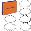 Hanyousheng 6 Pezzi Cerchietti per Capelli, Unisex Cerchietto in Metallo, Cerchietto Fasce per Capelli Fascia Ondulata Nero, Multiplo Stile Antiscivolo Cerchietto, Adatto per Sport, Yoga, Trucco