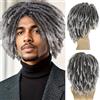 GNIMEGIL Parrucca Fake Dreads con frangia ombré-grigia Rocker Rasta uomini lunghezza media Faux Loc fibra sintetica