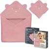lionelo MUSLIN HOODED TOWEL Asciugamano con Cappuccio 80x80cm per neonato 100% Cotone Naturale Swaddle in Mussola dopo Bagnetto Mantella da Bagno Traspirante Morbida per Bambini (Rosa, 80x80 cm)