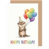 Edition Seidel Biglietto di auguri di compleanno con busta, biglietto di auguri con scritta in inglese Otter, simpatici palloncini colorati, per bambini, ragazze, ragazzi (G3912 SW026)