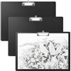 elthmpr Set di 3 portablocco formato A3, in plastica, formato orizzontale, con foro, pinza, grande lavagna da disegno A3, per ufficio, aula, officina, disegno, schizzi