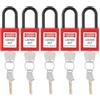 HISUEKIG Lockout Lockout 5 Imposta il Lucchetto di Sicurezza della Polvere in Nylon | 38 Mm con Etichetta di Avvertimento, Conservazione a Chiave Leggera per il Sito Industriale, Adatto a (rosso)