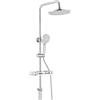Auralum Colonna Doccia con Mensola Doccia e Soffione Doccia Rotonda 25cm, Colonna Doccia Senza Miscelatore Fori Muro Regolabili, Asta Doccia con Soffione e Doccetta Altezza Regolabile 72-110cm, Cromo