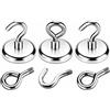 Wukong 72.5KG(160LB) Calamite Potenti Ganci Adesivi,3 Set Ganci Magnetici,42mm Magnete Potente Con 3 Ganci ad Occhiello e 3 Ganci Curvi,Calamita Potente Ganci Adatto per Garage e Outdoor