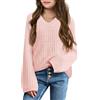 Haloumoning Maglione da ragazza, con scollo a V, leggero, per bambini, in tinta unita, a maniche lunghe, lavorato a maglia, Colore: rosa., 7-8 Anni