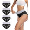 wirarpa Slip Elasticizzato Mutande Donna Cotone Vita Alta Intimo Mutantina Traspirante Pacco da 4 Nero Taglia S