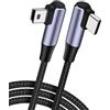 MISYNLON Cavo da USB C a mini USB, ad angolo retto da Mini-B a 5 pin a tipo C, cavo adattatore OTG intrecciato resistente, per fotocamera digitale, Hero 3+, GPS, lettore MP3, 1 m