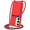 SLWYF Custodia per Samsung Galaxy S24 Plus Cover con cordino regolabile, con porta carte, Silicone Antiurto TPU Regolabile Stylish custodia a tracolla per Samsung Galaxy S24 Plus, Rosso