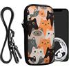kwmobile Custodia in Neoprene con Zip per Smartphone - Portacellulare a Tracolla - Porta Cellulare da Collo Universale - Cover Borsa Telefono Gatti