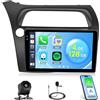 Roinvou 4G+128G Android 15 Schermo Autoradio per Honda Civic VIII 2006-2011 CarPlay Android Auto Roinvou, 9 Pollici Incell Touchscreen Stereo Auto GPS Bluetooth EQ WIFI RDS FM SWC Telecamera