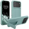 kwmobile 1x Custodia Compatibile con Apple iPhone 17 PRO Max - Cover Supporto Dita - Back Case per Smartphone - Protezione Gommata Menta