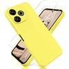 YiKaDa - Cover per Redmi 13 4G (Non per Note 13) & [2 Pack] Pellicola Protettiva in Vetro Temperato, Custodia Liquid Silicone Leggero - Giallo