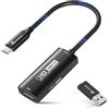 Guermok Scheda di acquisizione video USB 3.0 con PD 100W, 1080P@60FPS HDMI a USB-A/C, con adattatore Type-C, per streaming su Quest 3 / Pad/MacOS/Switch2/1, Nero