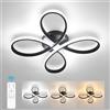 Comely Plafoniera LED Soffitto Dimmerabile Moderno, 40W 4500LM 40cm 3000K-6500K, Lampada da Soffitto Moderna Forma Fiore con Telecomando per Camera da Letto, Soggiorno, Nero