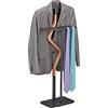Relaxdays Servo Muto da Camera, 107x47,5x20 cm, Appendiabiti per Giacca Camicia e Pantalone, Acciaio MDF, Grigio Marrone